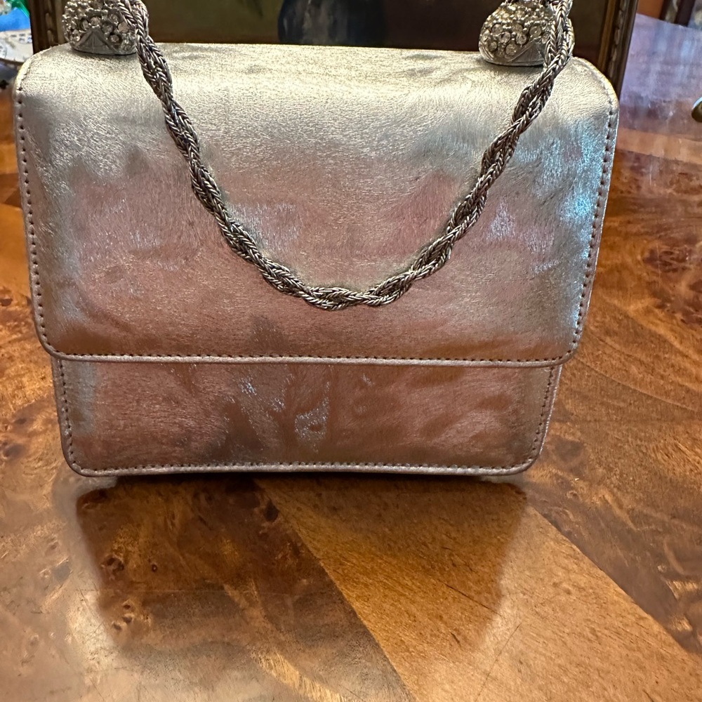 Sleek Silver Mini Bag with Chain Strap